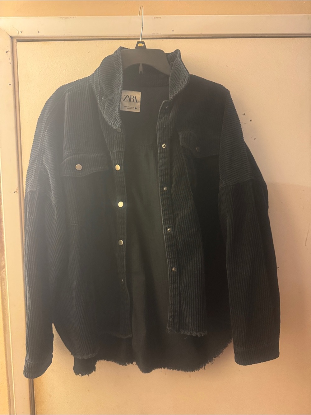 Zara Dark Navy Corduroy Oversized Shacket - Picture 3 of 6